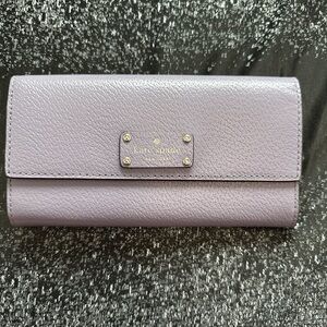 Kate Spade Lavender Pebbled Leather Flap Wallet Continental Purple